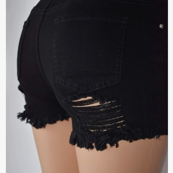 Ripped Black Shorts - Picture 4 of 12